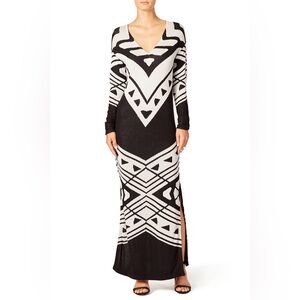 FREE PEOPLE Bauhaus Swit Monochrome Long Sleeve Maxi Dress Black & Cream